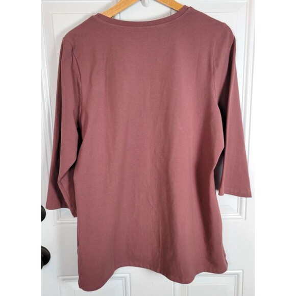 QVC D&Co Floral Embroidered Top Size L 3/4 Length Sleeves - Picture 7 of 7